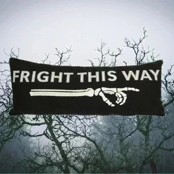 NEW LED LIGHT UP Embroidered Accent / Throw Pillow FRIGHT THIS WAY - SO FUN! - Picture 4 of 6